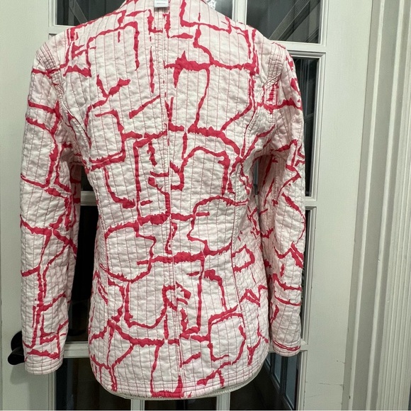 Chico’s Quilted Blazer Jacket Womens Size 0 Reversible Open Front Coral - Picture 5 of 11